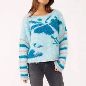 🆓 People | Lily Mosaic Sky Blue Sweater